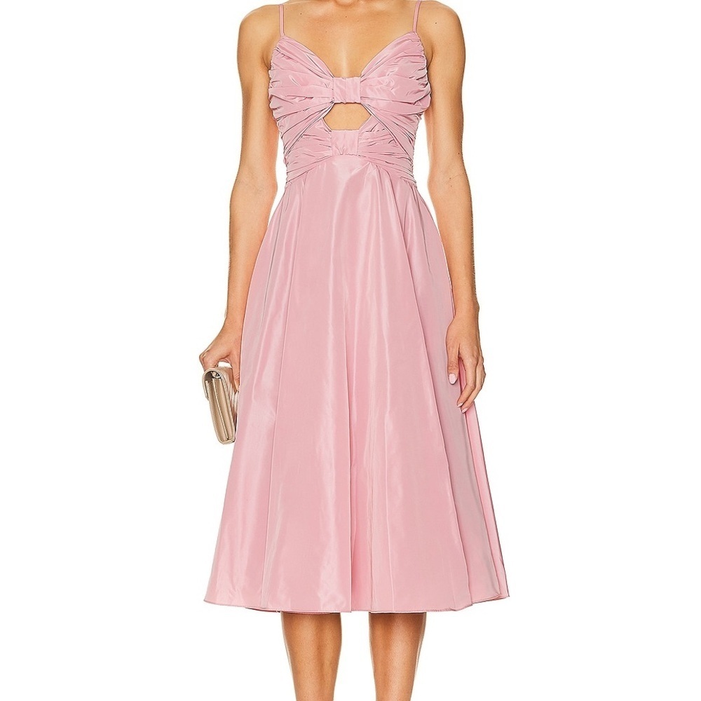 Staud Dayanara Pink Cutout Taffeta Dress